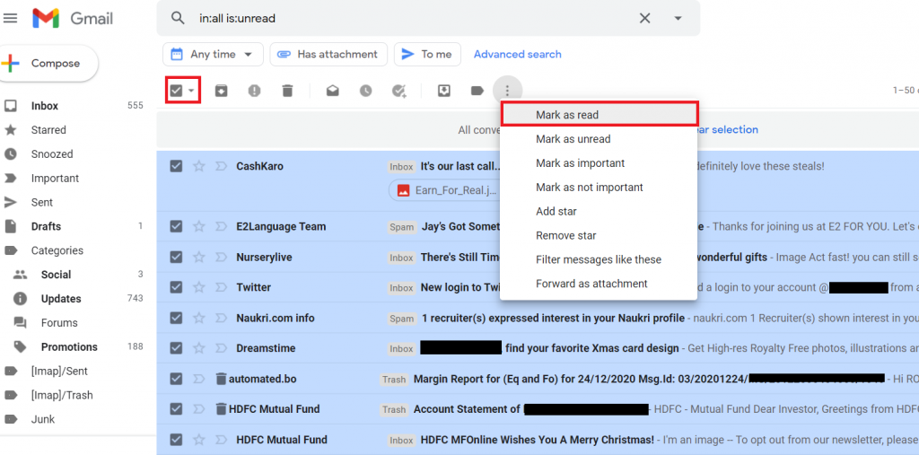 Mark All Emails As Read In Gmail | See Only Unread Emails